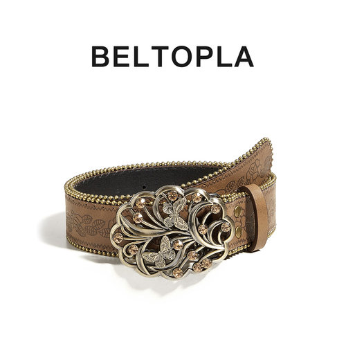 BELTOPLA美式复古着vint棕色皮带