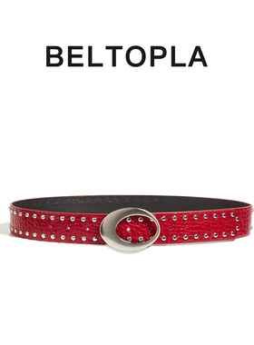 BELTOPLA美式y2k辣妹街头设计感小众皮带百搭红色牛仔裤配饰腰带