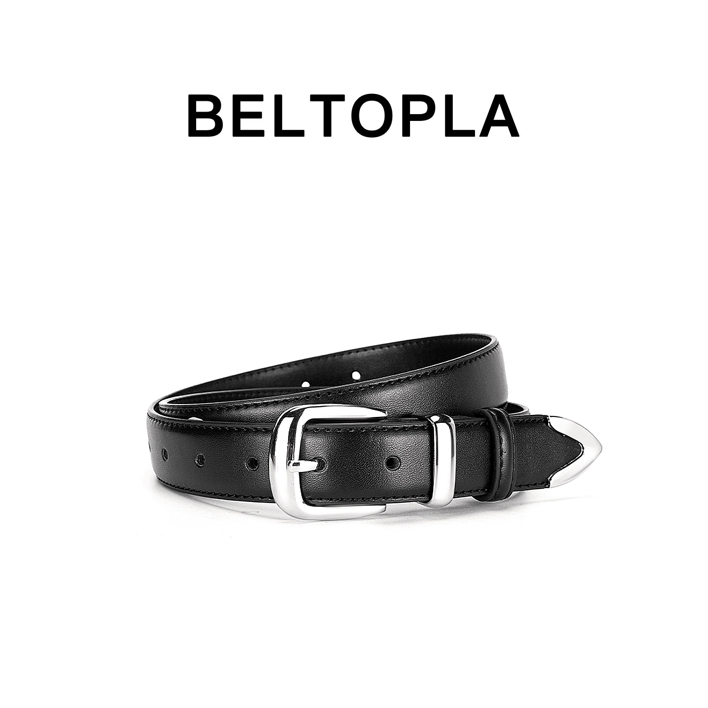 BELTOPLA原创小众设计感百搭针扣黑色皮带cleanft男女百搭细腰带