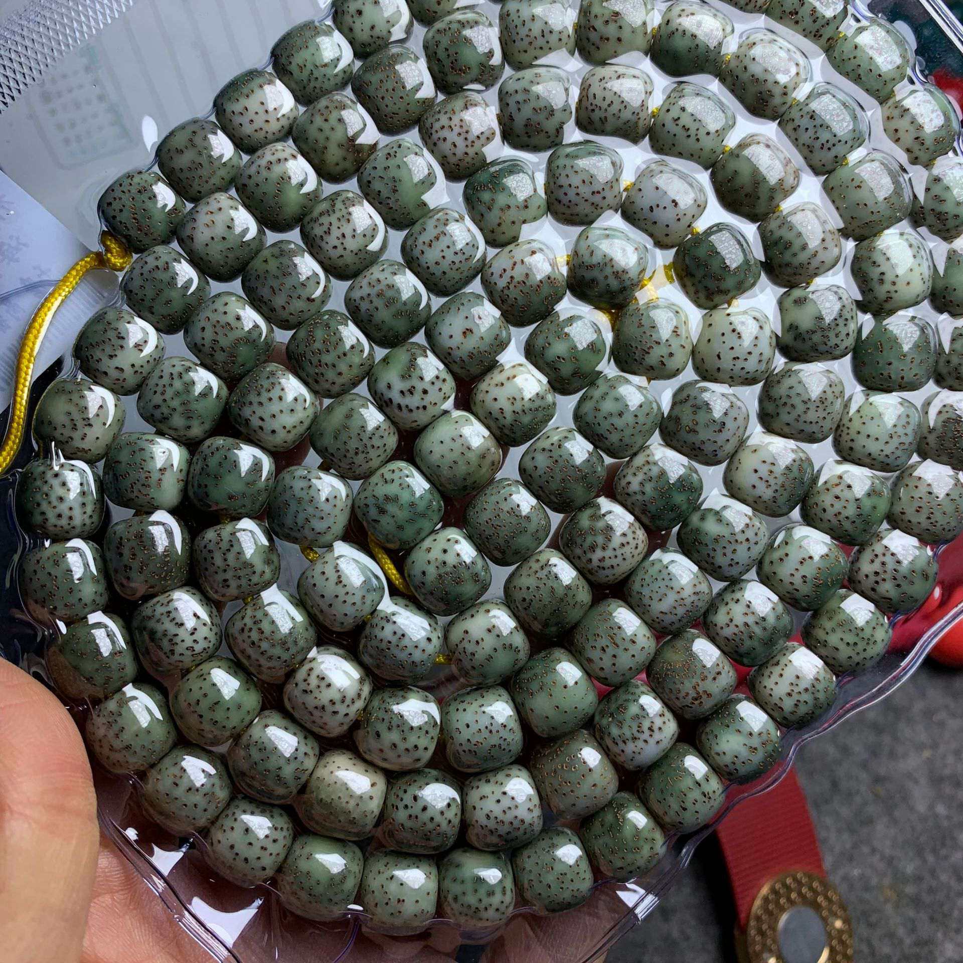 原生态石玉料阴皮星月菩提素珠手串男女文玩盘玩念珠把件佛珠手链