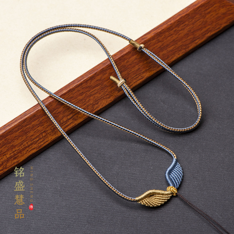 DIY手工编织天使之翼吊坠挂件穿搭配翡翠水晶玉佩男女挂脖项链绳