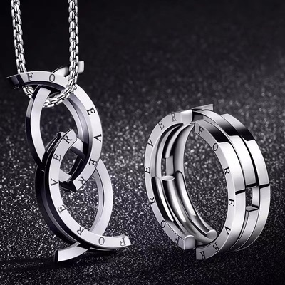 亲吻鱼变形戒指两用项链指环