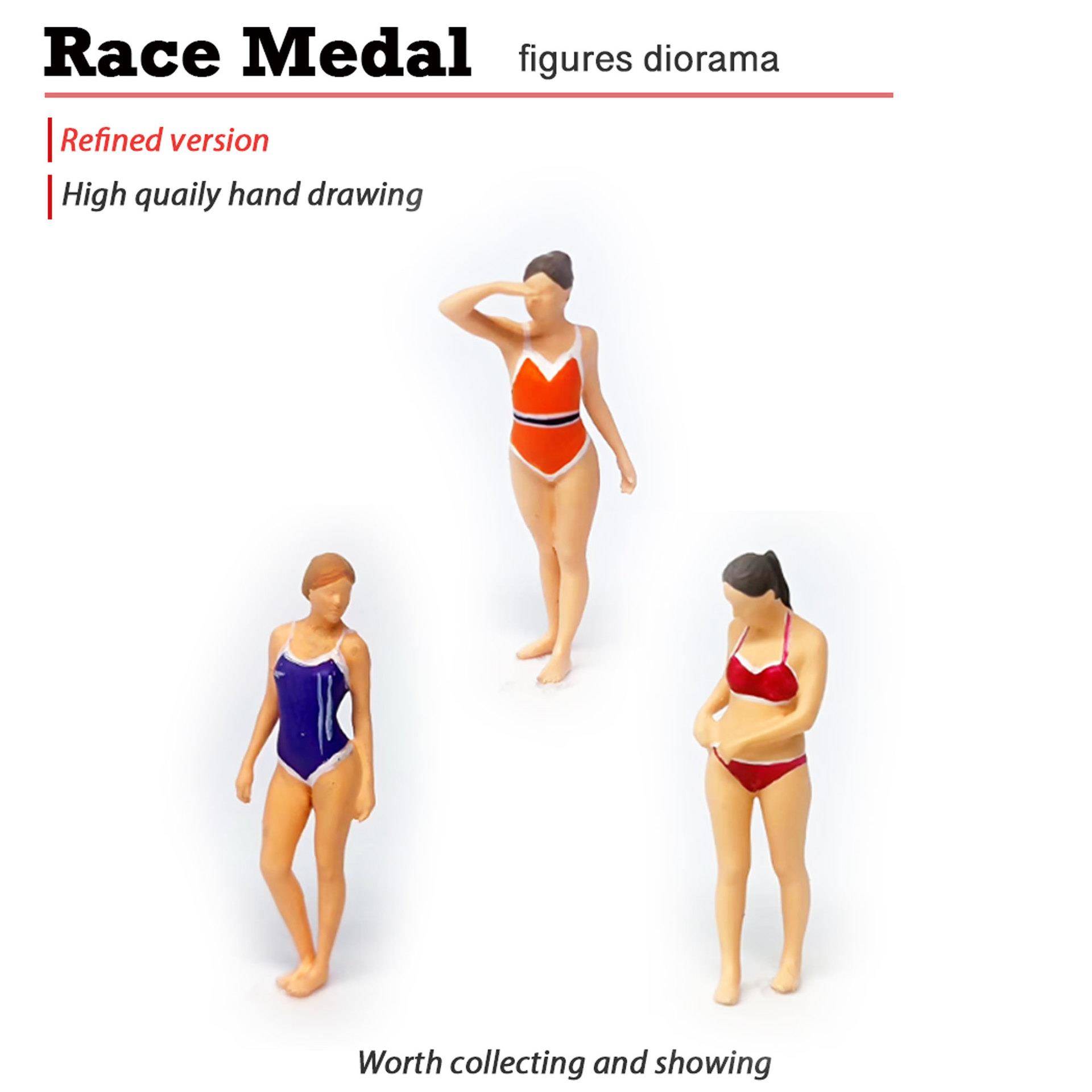 泳装Preiser比基尼沙滩海滩美女小人偶微距摄影微拍微缩小人1:64