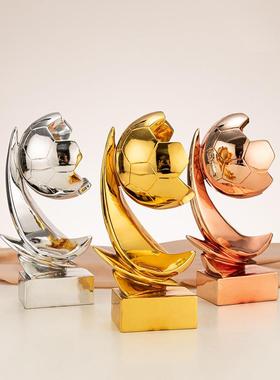 世界杯足球冠亚季奖杯 树脂电镀工艺品优秀球员MVP贡献奖学校赛季