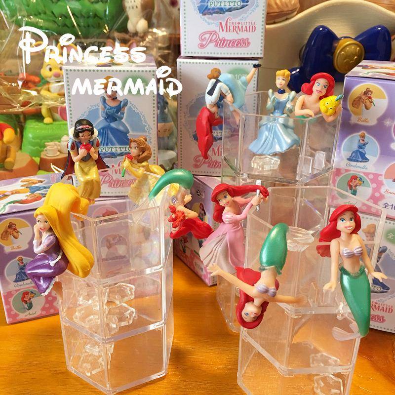 小美人鱼长发贝尔灰姑娘杯缘子杯沿公仔盲盒摆件抓娃机盒装摆件