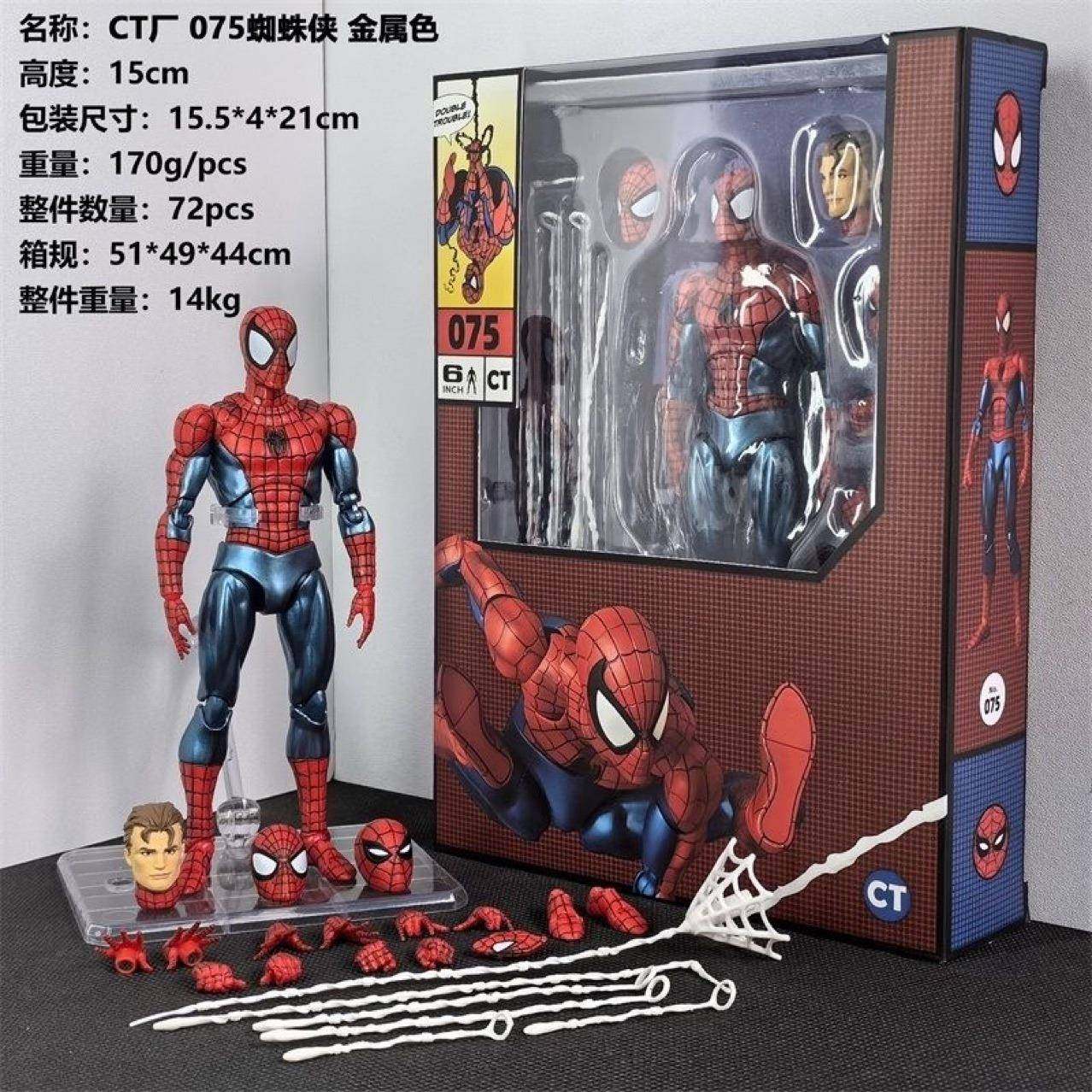 mafex075漫画版金属色蜘蛛侠CT厂国产KO彼得帕克漫威可动手办模型