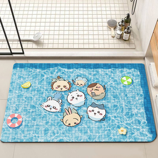 chiikawa洗手间硅藻泥浴室门口地垫吸水防滑厕所乌萨奇卫生间脚垫