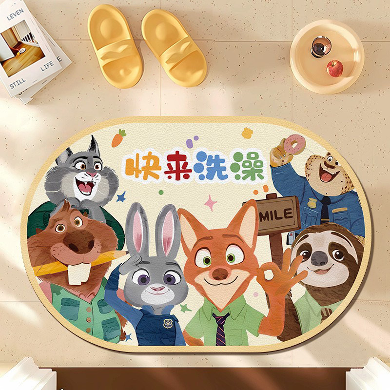 2026新款浴室地垫疯狂动物城速干防滑脚垫卫生间软硅藻泥吸水地毯,居家布艺,家用脚垫,淘宝优惠券,粉丝福利购,淘宝优惠卷