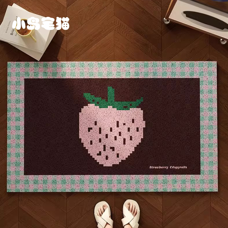 韩系像素风少女心ins入户地垫丝圈防滑垫玄关进门门口耐脏可裁剪