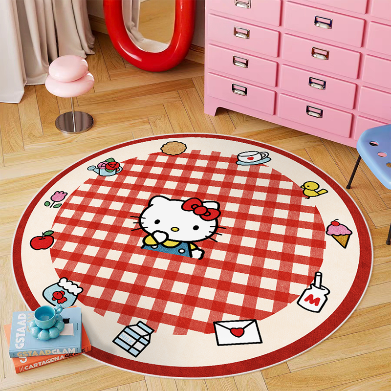 多巴胺HelloKitty圆形地毯卧室客厅床边毯儿童房防水防污耐磨地垫,居家布艺,床边毯,淘宝优惠券,粉丝福利购,淘宝优惠卷
