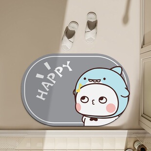 一二布布卡通浴室硅藻泥地垫速干吸水厕所门口卫生间脚垫防滑脚垫