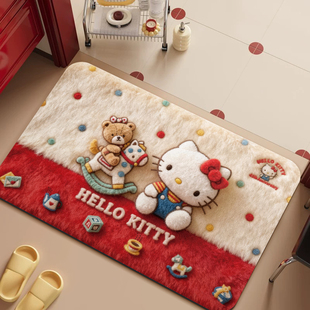 Kitty猫硅藻泥浴室地垫卡通风厕所洗手间防滑脚垫耐脏速干地毯垫