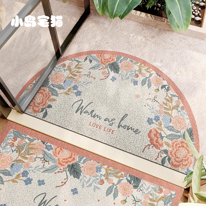 美式半圆形进门丝圈地垫家用入户玄关刮泥地垫户外大门口防滑脚垫