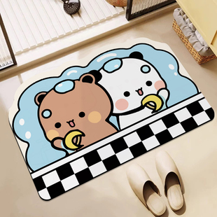 卡通一二布布硅藻泥浴室吸水地垫卫生间门口防滑脚垫厕所速干垫子