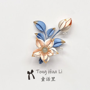 原创非遗缠花发夹古风汉服旗袍女童发卡气质百搭边夹点缀盘发头饰