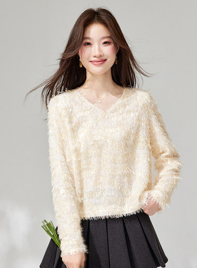 2026春季新款女装时尚休闲百搭长袖衬衫女宽松圆领套头打底衫