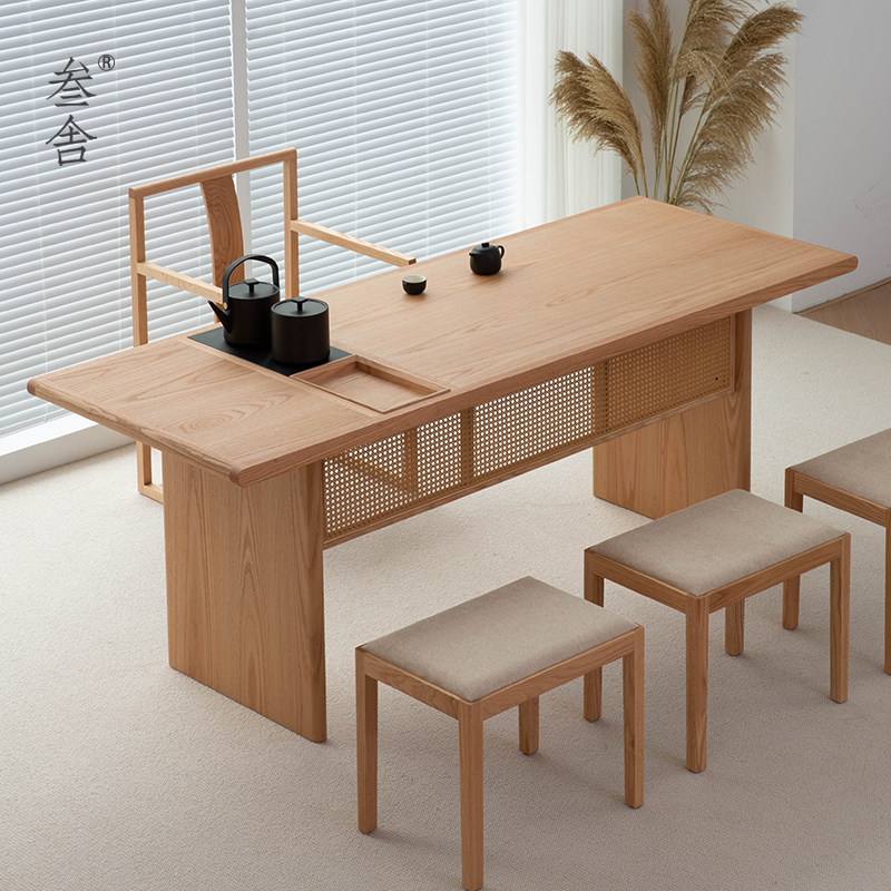 叁舍红橡实木泡茶桌椅组合新中式原木风禅意茶台书桌带烧水壶一体,住宅家具,家用茶台/茶桌,淘宝优惠券,粉丝福利购,淘宝优惠卷
