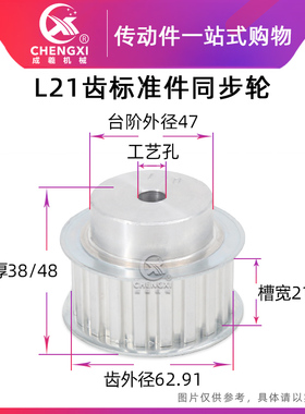 L21齿工艺孔同步轮同步皮带轮标准件 齿外径62.91槽宽21/27传动轮