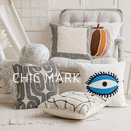 ins风北欧几何满绣簇绒圈绒客厅沙发抱枕套靠垫靠背飘窗床头腰枕
