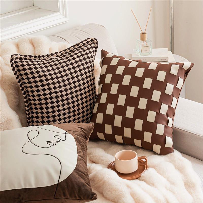 欧美轻奢ins风咖啡色系抱枕套 网红美拉德风沙发靠枕卧室床头靠