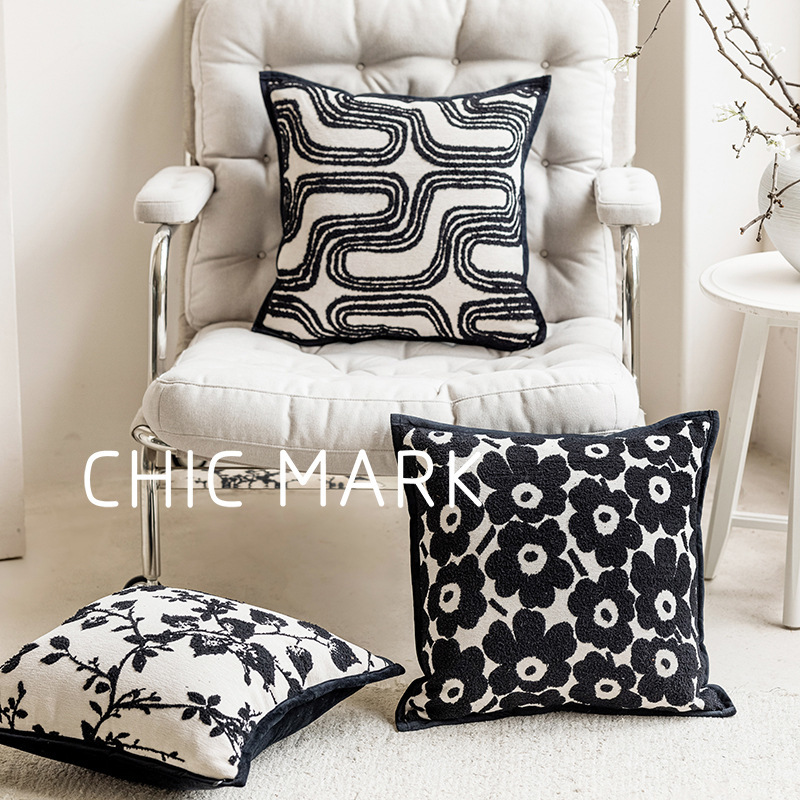 美式轻奢客厅靠枕套色织提花沙发抱枕软装雪尼尔飘窗腰靠新款