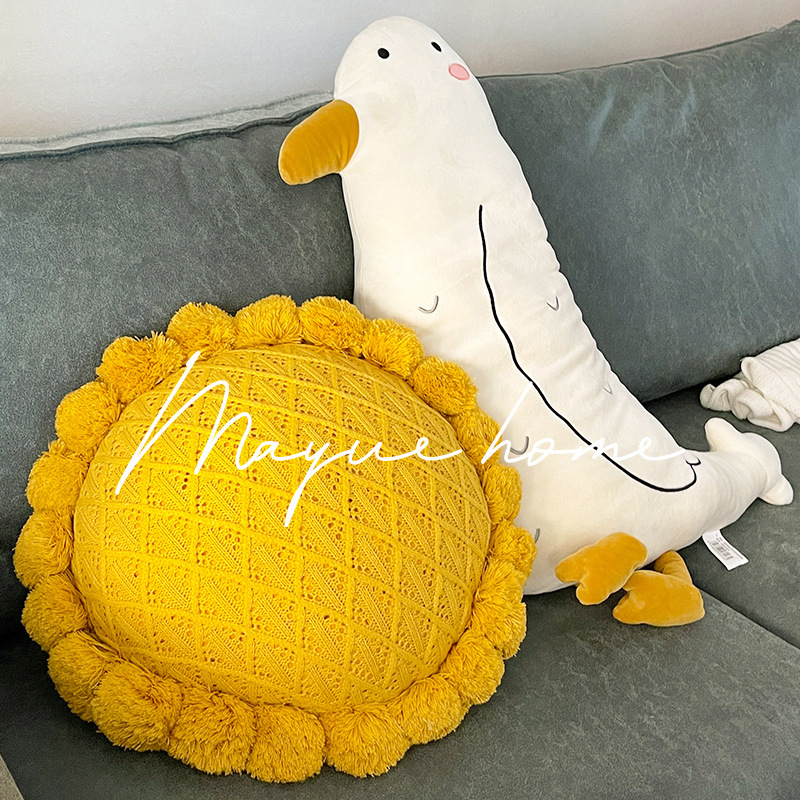 红针织蒲团圆形靠垫床头沙