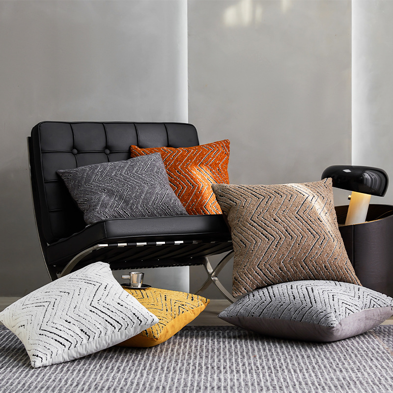 现货雪尼尔波浪几何抱枕套多规格轻奢沙发靠枕靠