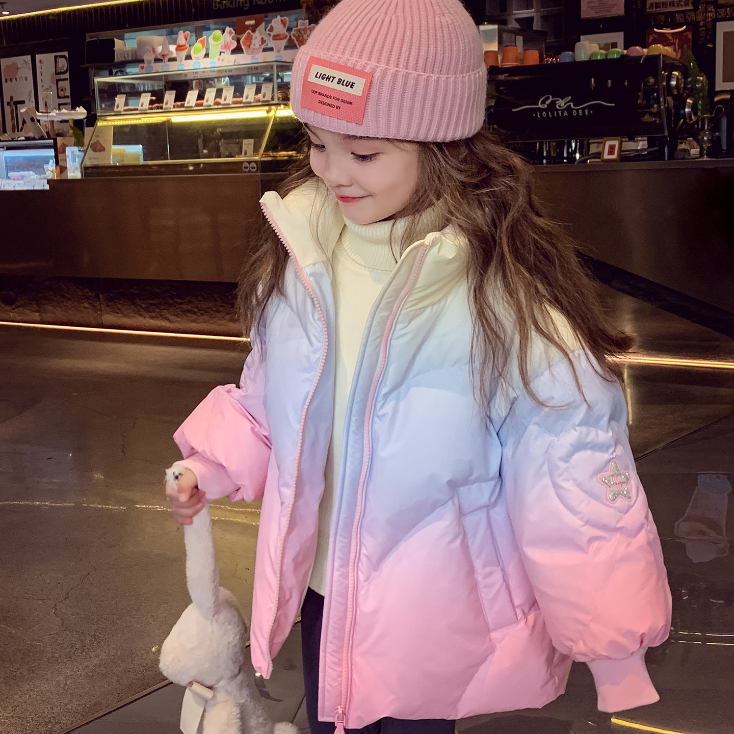 白鸭绒儿童保暖外套立领面包服