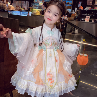 女童汉服洛丽塔秋装 国风汉服小女孩古风超仙公主连衣裙 儿童新中式