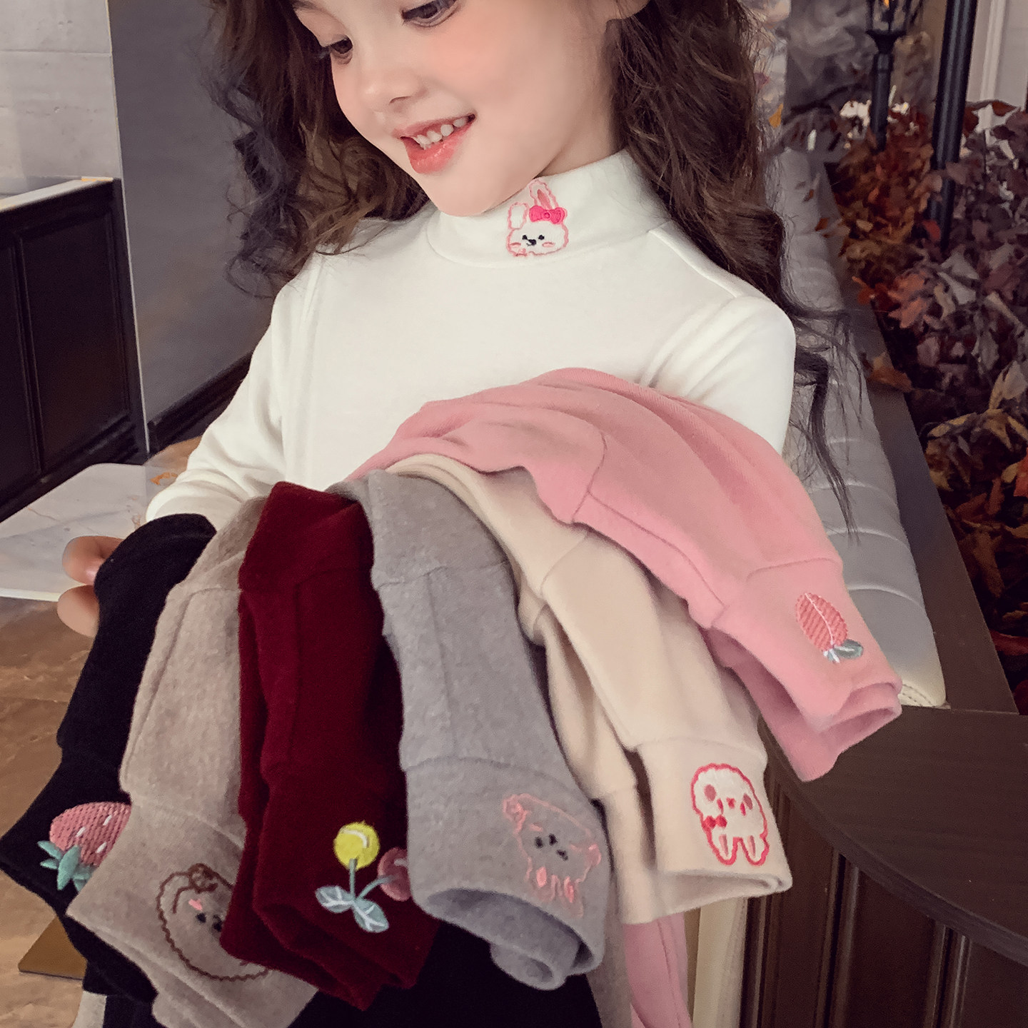 女童半高领打底衫春秋装女宝2025新款修身显瘦小女孩内搭长袖t恤,童装/婴儿装/亲子装,T恤,淘宝优惠券,粉丝福利购,淘宝优惠卷