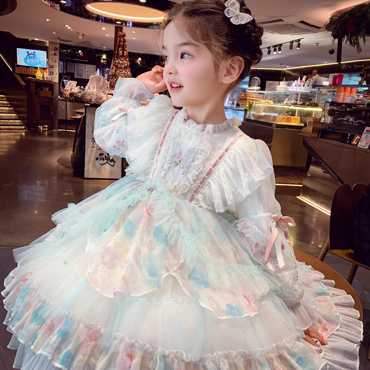 【莫奈童话】长袖绣花蝴蝶洛丽塔