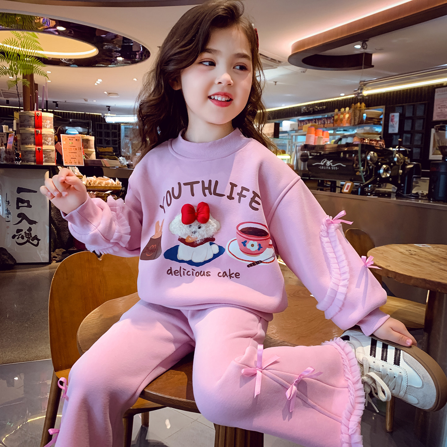 女童加绒套装冬装2025新款儿童韩版卡通公仔套头卫衣喇叭裤两件套,童装/婴儿装/亲子装,套装,淘宝优惠券,粉丝福利购,淘宝优惠卷