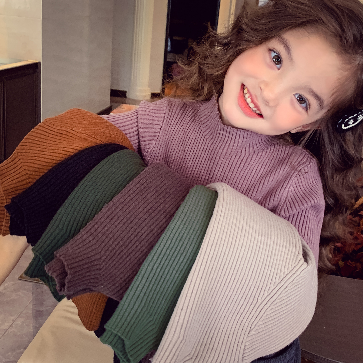 内搭打底女孩针织短款长袖上衣