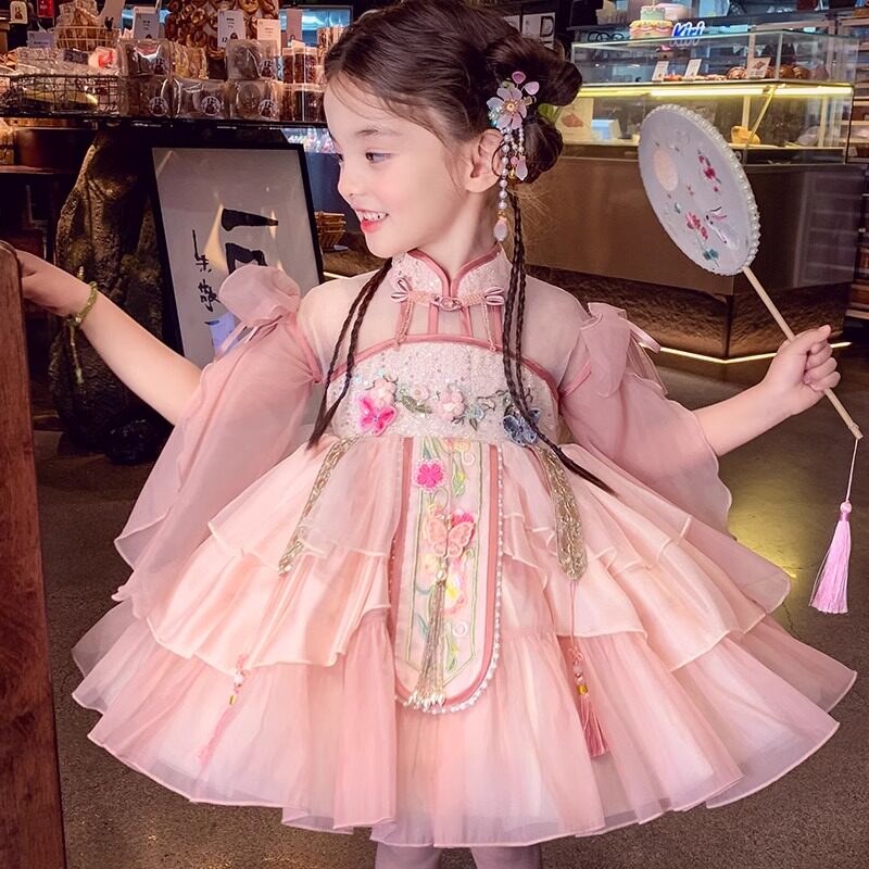 国风小女孩新中式网纱蓬蓬公主裙