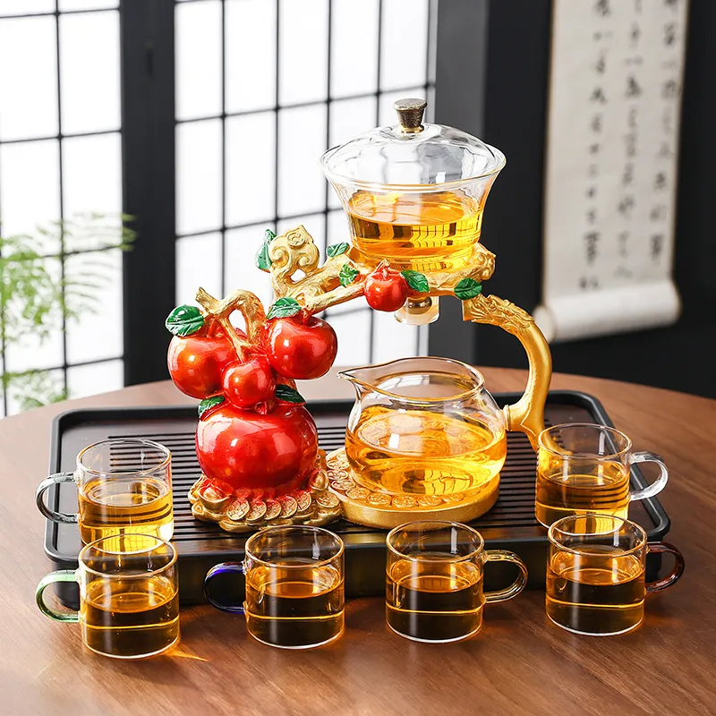 新款平安果玻璃茶具套装懒人泡茶整套茶具