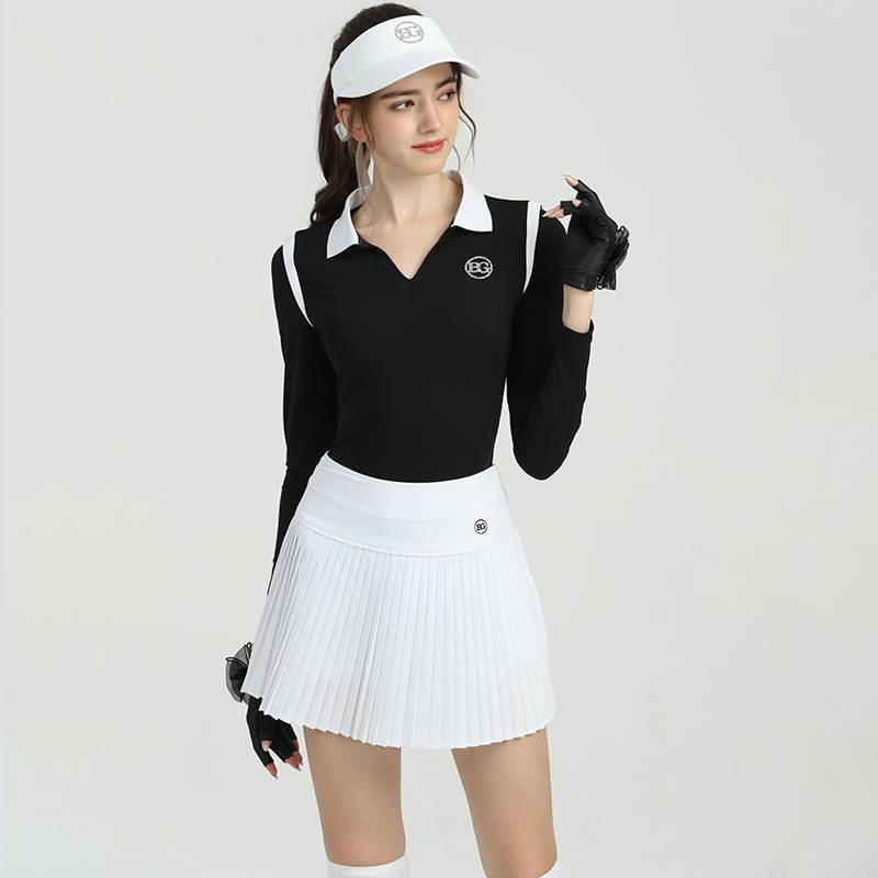 尔夫服装女长袖T恤夏款修身显瘦女士上衣户外运动球衣搭半身裙高