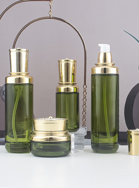 化妆品护肤品包装瓶玻璃瓶透绿色100ml容器40ml泵头瓶30克膏霜瓶