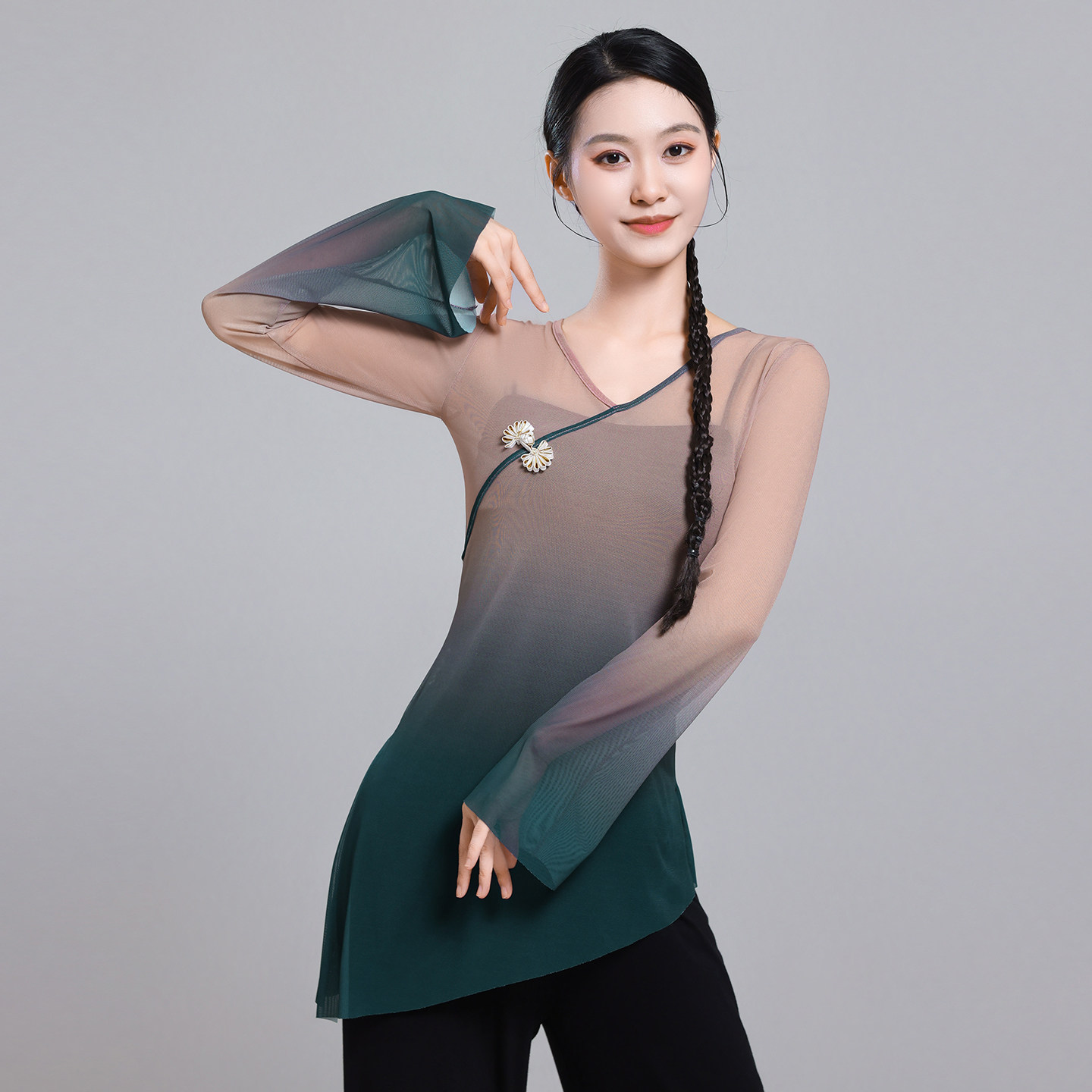 古典舞渐变弹力身韵纱衣练功服中国舞艺考表演服飘逸成人女舞蹈服