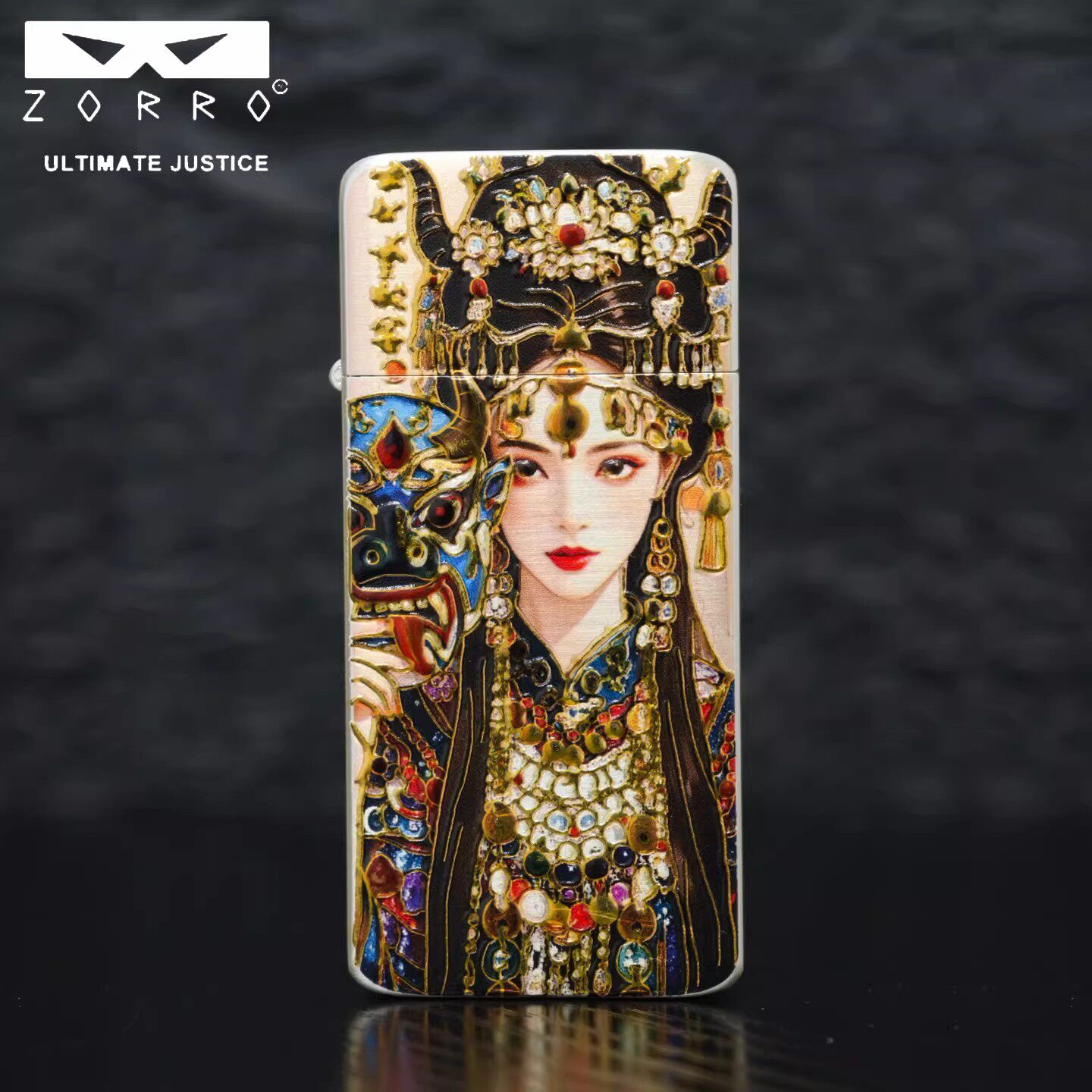 ZORRO佐罗新品3D浮雕立体扎基拉姆超薄包真银煤油打火机精致AB面