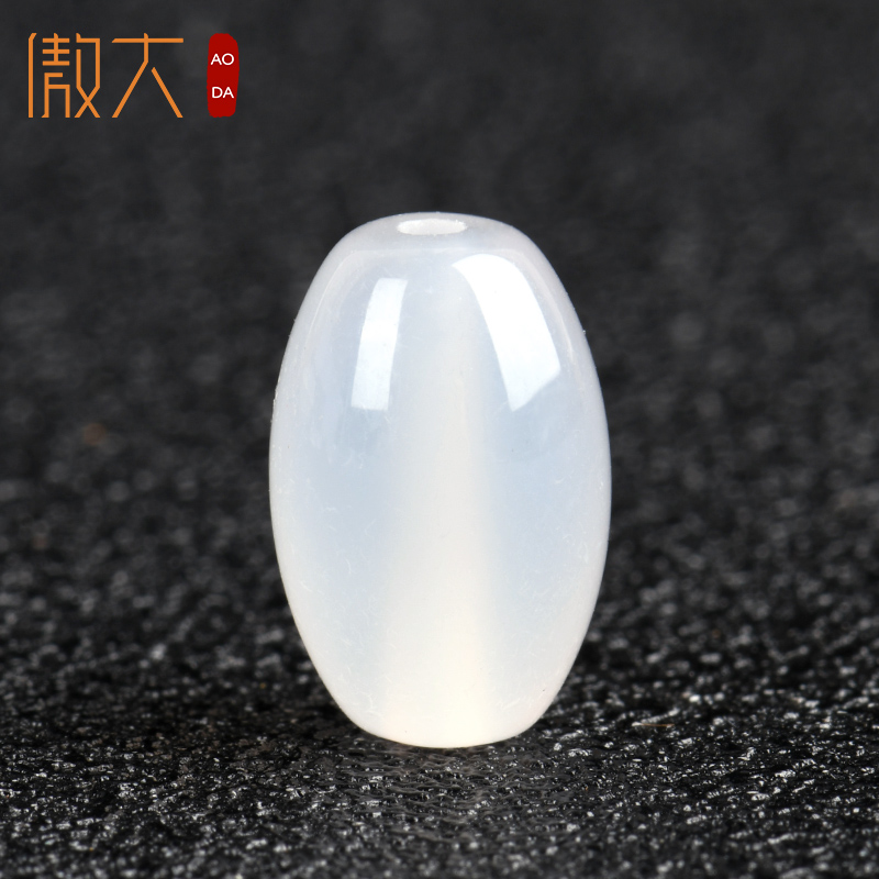 天然白玛瑙米珠散珠半成品鼓珠diy手工饰品穿手链项链佛珠配件