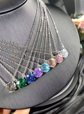 80分简约莫桑彩钻项链女