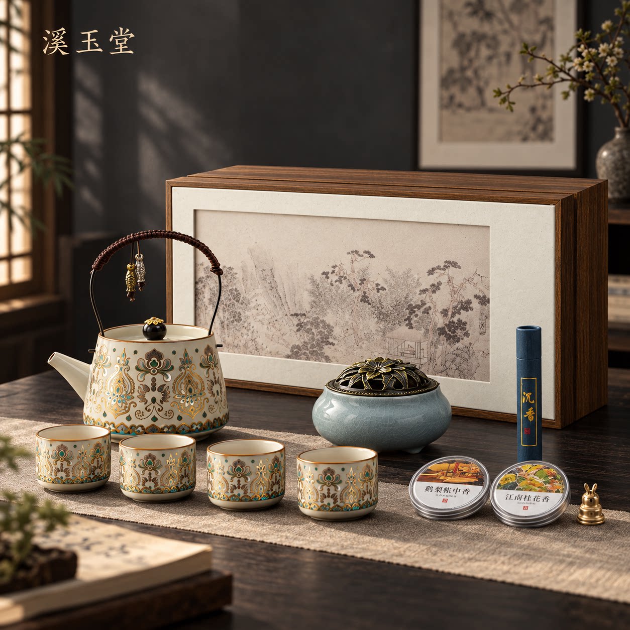 提梁壶功夫茶具套装旅行便携陶瓷茶壶茶杯茶盘高档2026新款送长辈
