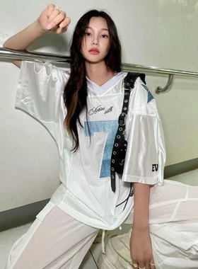 易梦玲同款2000archives 7号球衣短袖女夏宽松jazz舞蹈插肩袖上衣