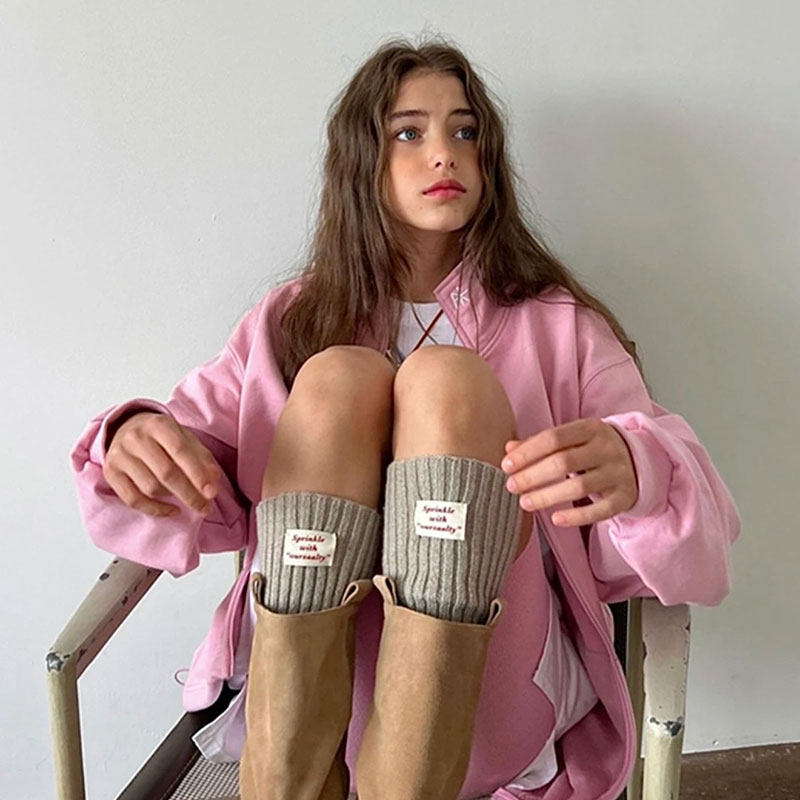 oursaalty美式复古慵懒羊毛布标堆堆袜小腿袜女显瘦ins针织袖套,女装/女士精品,卫衣/绒衫,淘宝优惠券,粉丝福利购,淘宝优惠卷