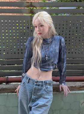 aespa winter冬冬同款nasty fancy辣妹连帽长袖T恤女薄款防晒衫