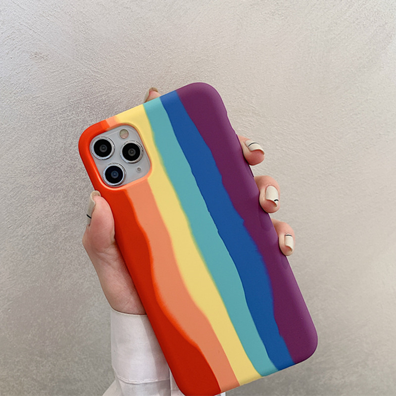 彩虹液态硅胶适用iphone11苹果x手机壳ins风网红xr潮8plus男女7p超火