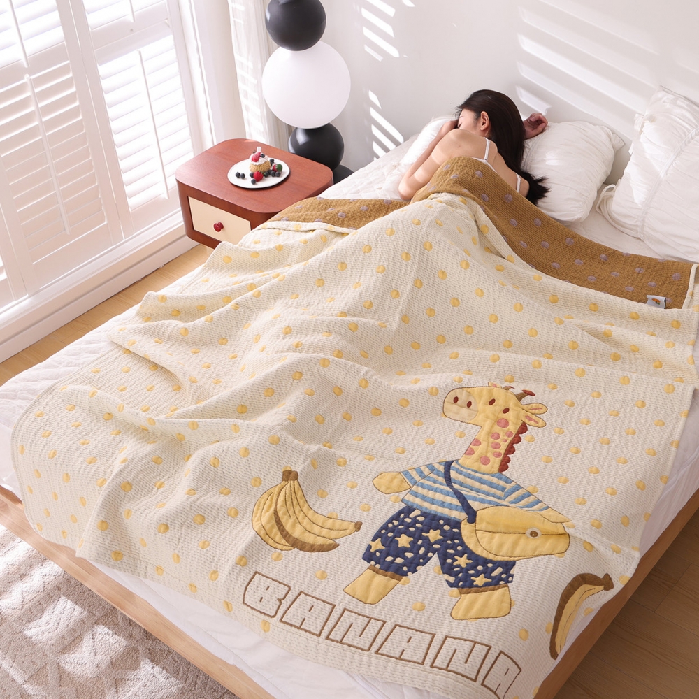 纯棉纱布毛巾被高级感单人盖毯可爱卡通成人家用全棉午睡沙发毯子