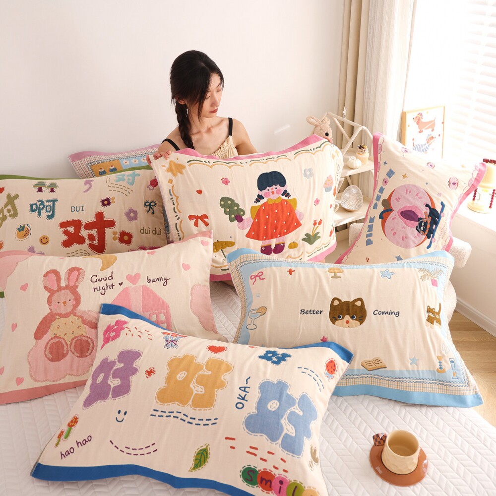 纯棉纱布八层枕巾2025新款枕头巾