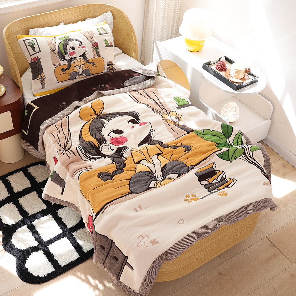 十层纯棉纱布儿童毛巾被两件套全棉吸汗宝宝午睡盖毯幼儿园泡芙被,床上用品,休闲毯/毛毯/绒毯,淘宝优惠券,粉丝福利购,淘宝优惠卷