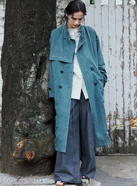 Fist to Fist 限量款 砂洗做旧 皱感肌理腰带风衣FW0043